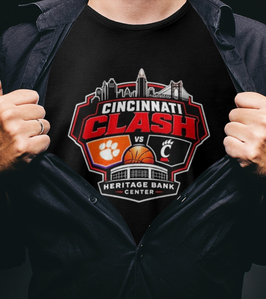 Clemson Vs Cincy Cincinnati Clash Heritage Bank Center 2026 T-Shirt
