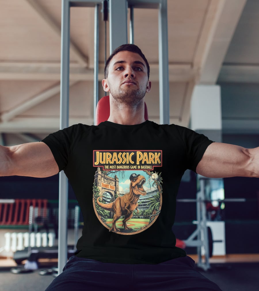 Jurassic Park The Most Dangerous Game In Baseball Yankee Park Rex Stadium Adventure T-Shirt
