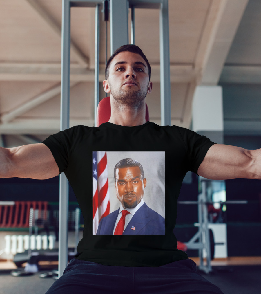 Kanye West Ye Political Portrait American Flag Suit And Tie T-Shirt