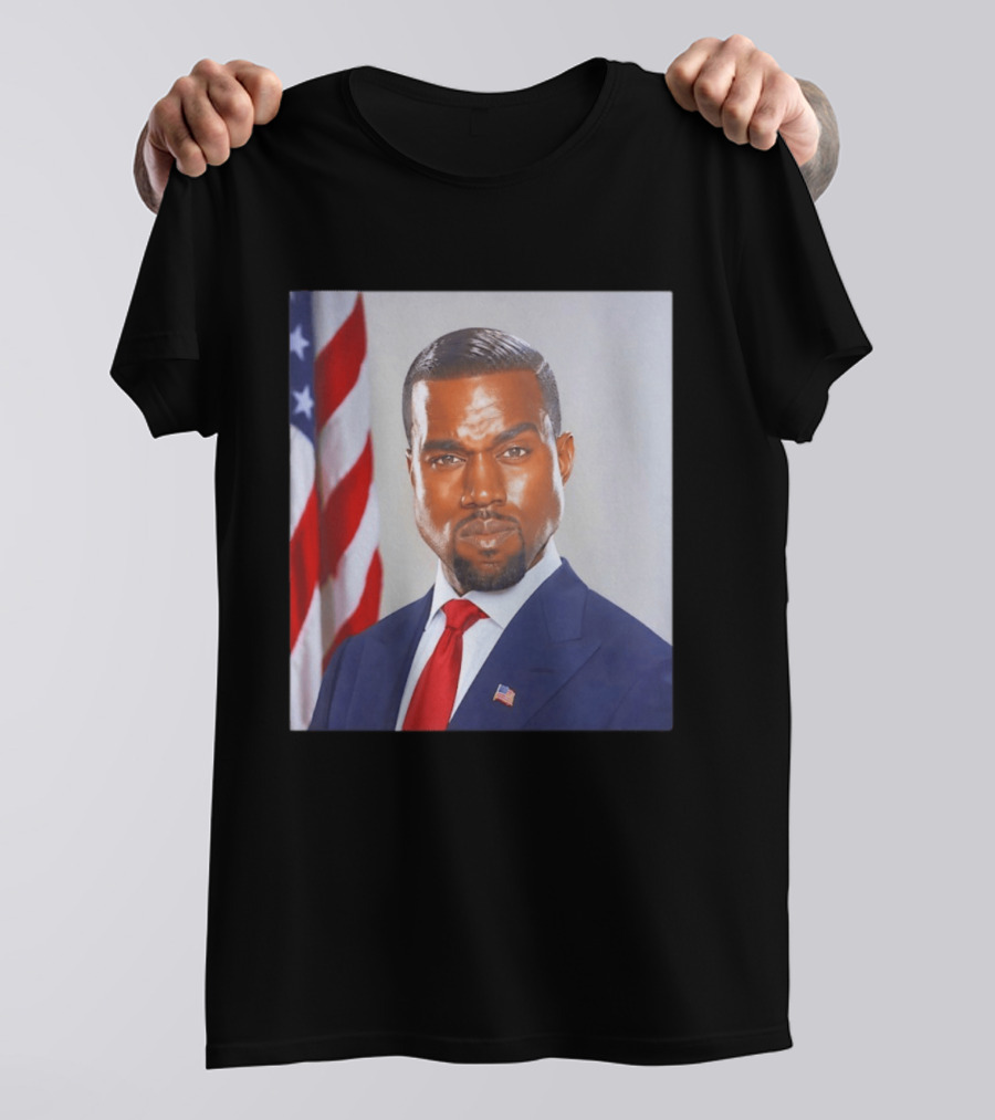 Kanye West Ye Political Portrait American Flag Suit And Tie T-Shirt