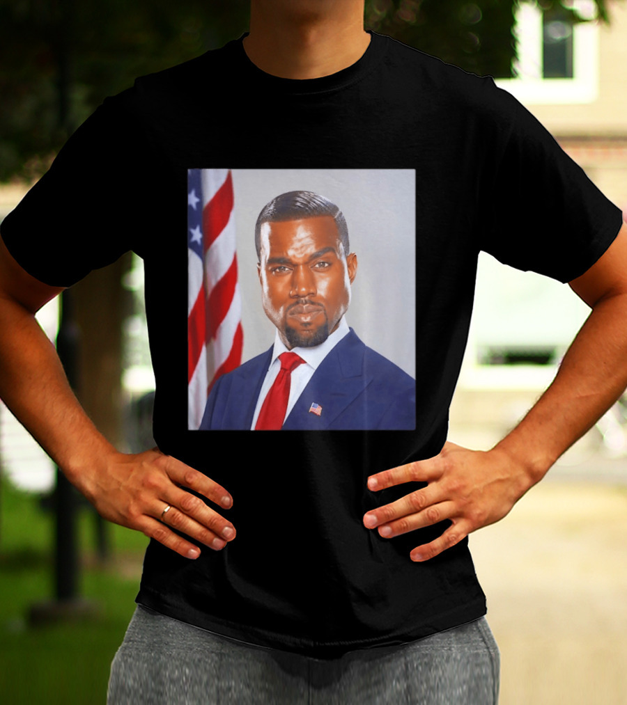 Kanye West Ye Political Portrait American Flag Suit And Tie T-Shirt