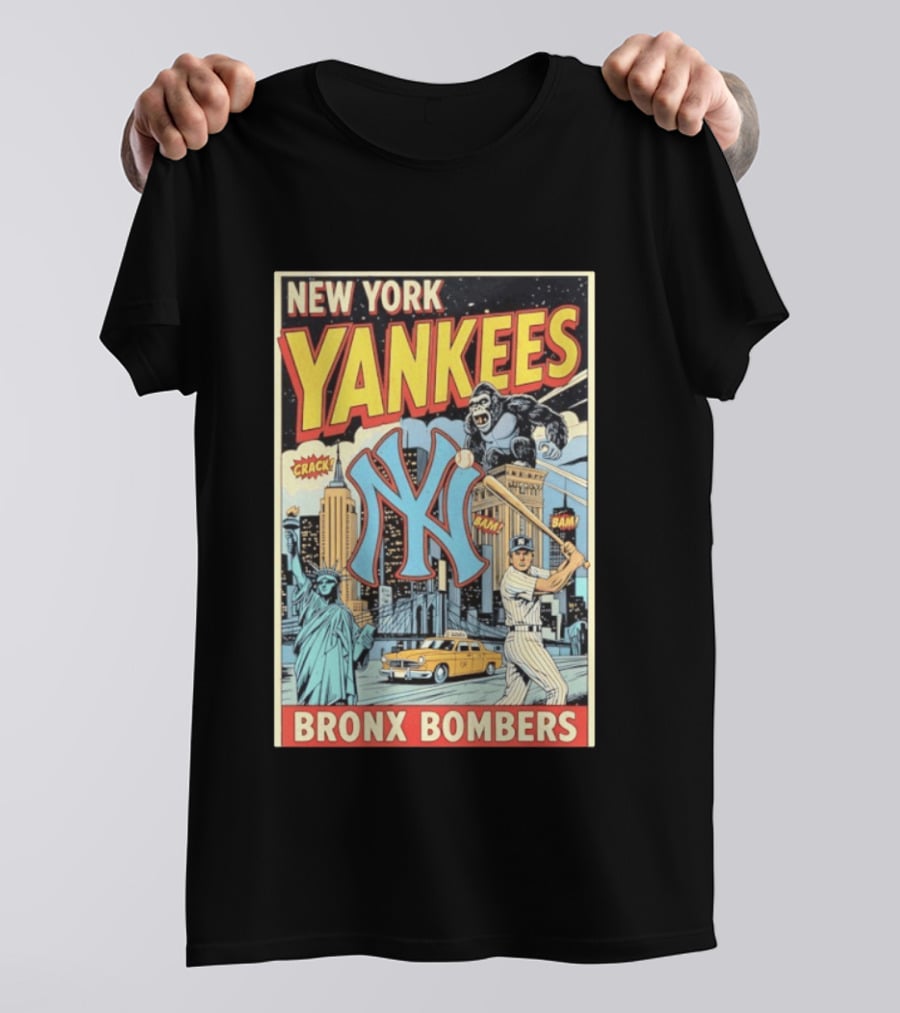 New York Yankees Bronx Bombers King Kong Baseball Statue Of Liberty Taxi Skyline T-Shirt