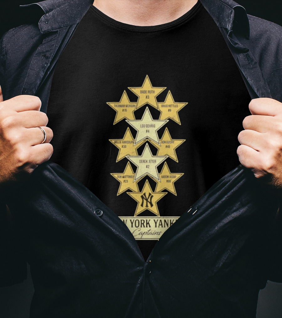 New York Yankees Captains Babe Ruth Lou Gehrig Derek Jeter Thurman Munson Graig Nettles Willie Randolph Ron Guidry Don Mattingly Aaron Judge T-Shirt