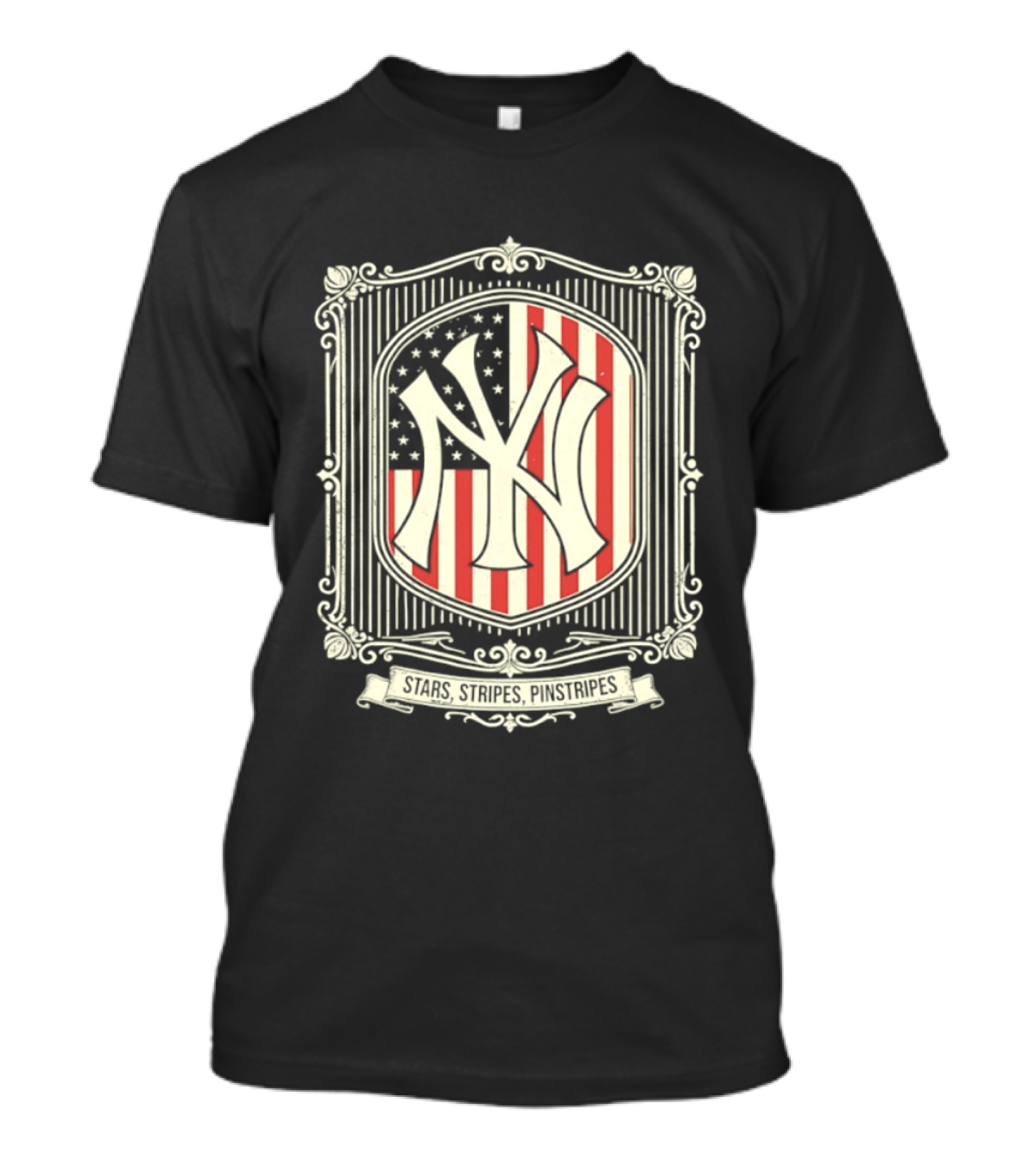 Yankees Stars And Stripes Pinstripes American Flag Baseball T-Shirt