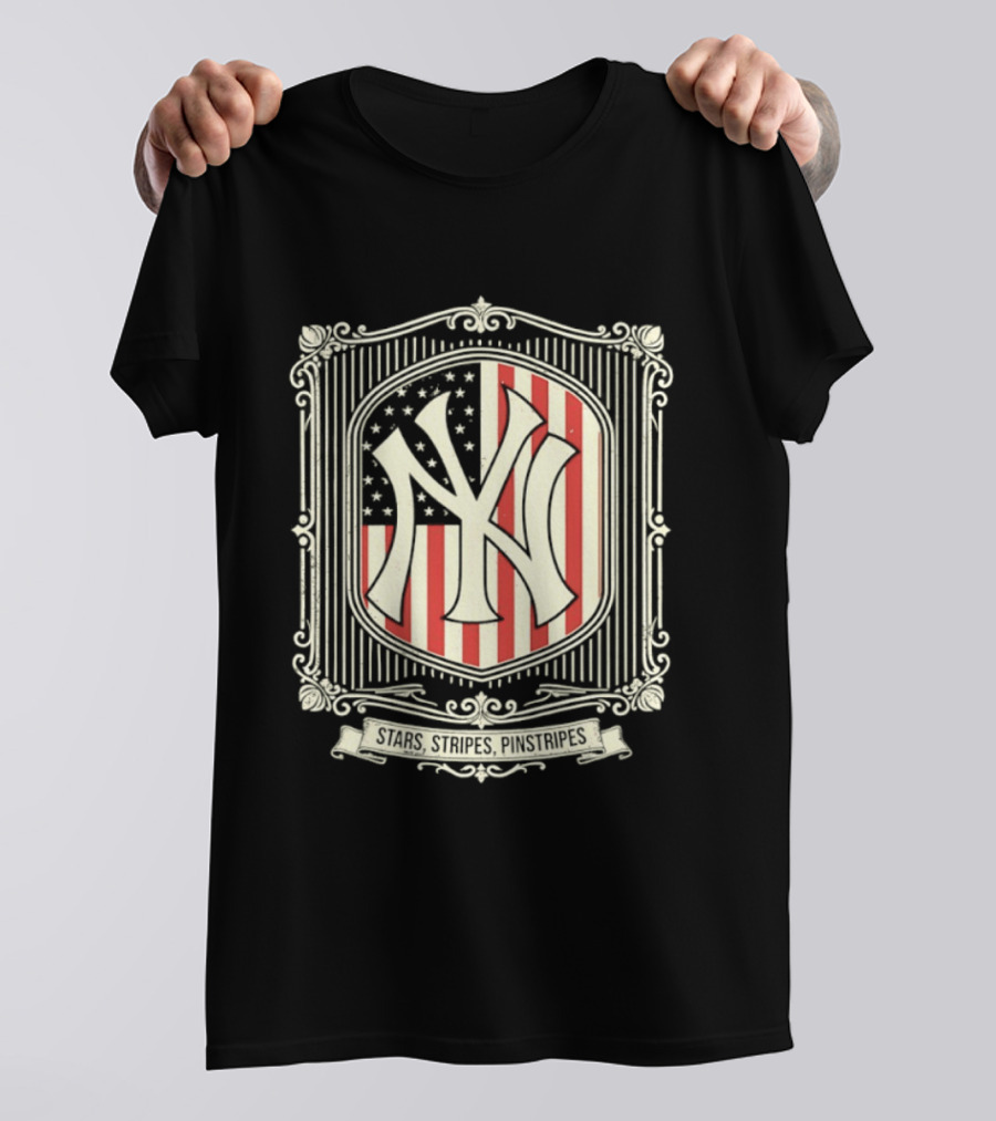 Yankees Stars And Stripes Pinstripes American Flag Baseball T-Shirt