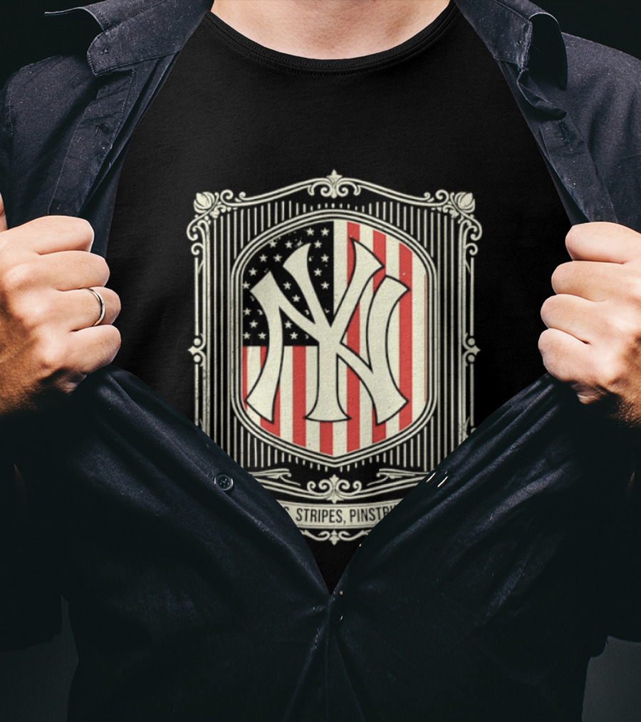 Yankees Stars And Stripes Pinstripes American Flag Baseball T-Shirt
