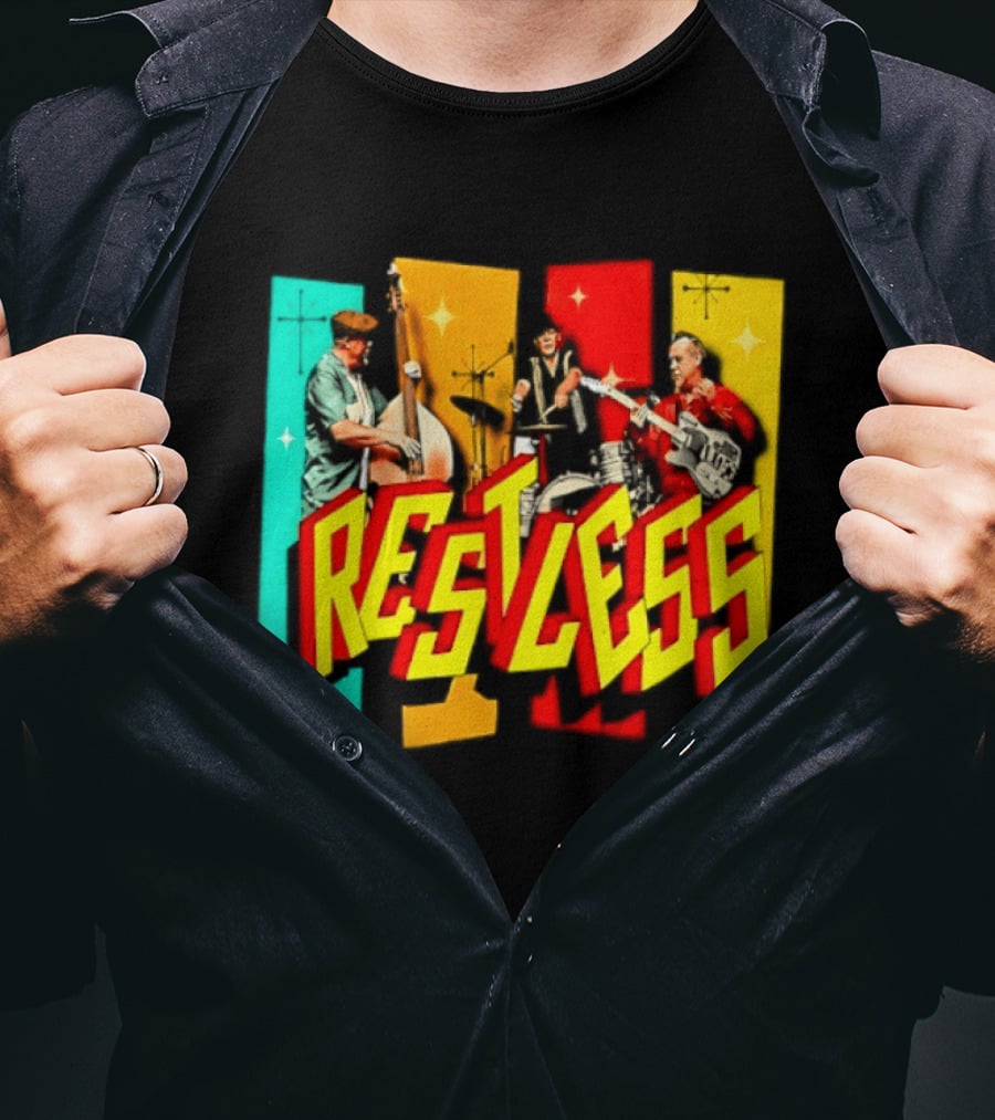 Restless Band Rockabilly Psychobilly Music Members Colorful Performance T-Shirt