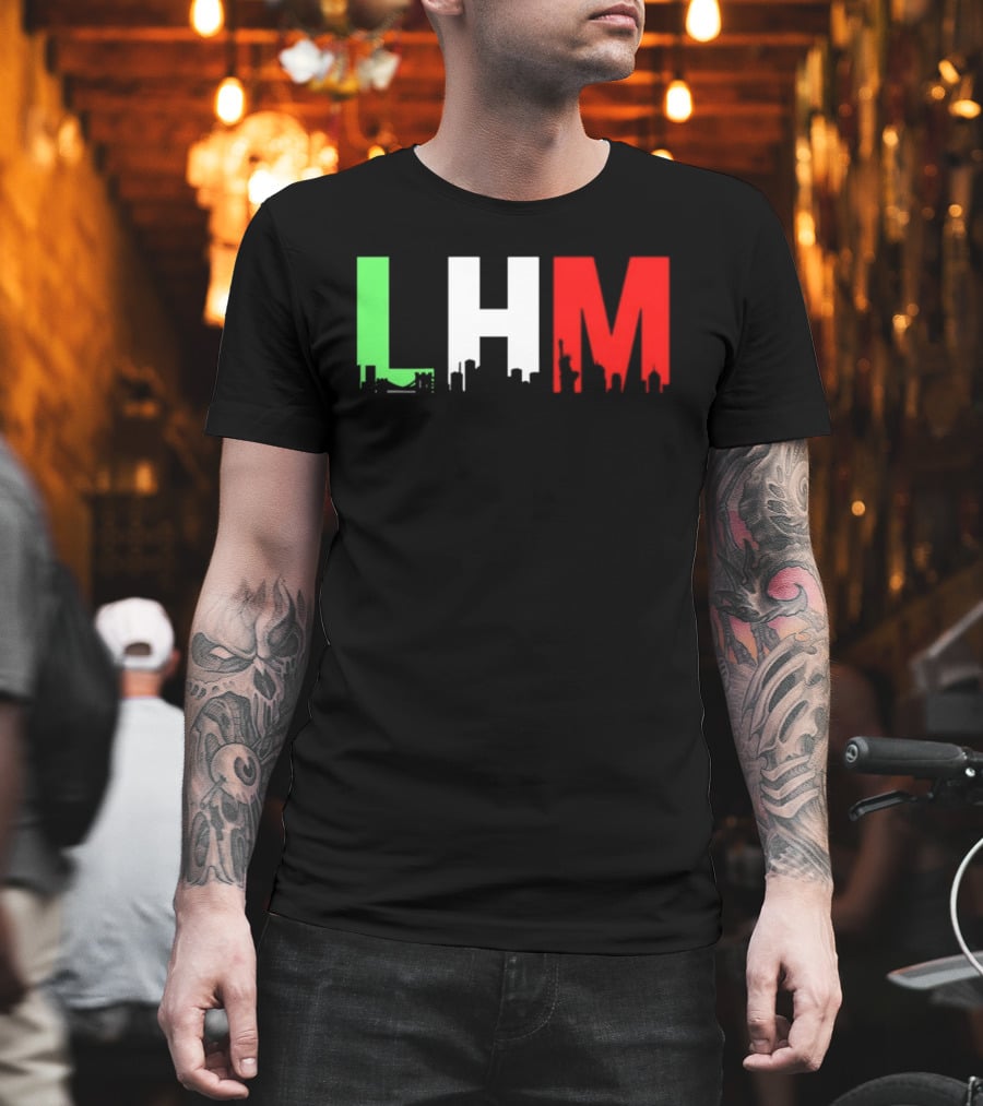 Stream Yvng Mobster LHM NYC Skyline Green White Red Drip Letters T-Shirt