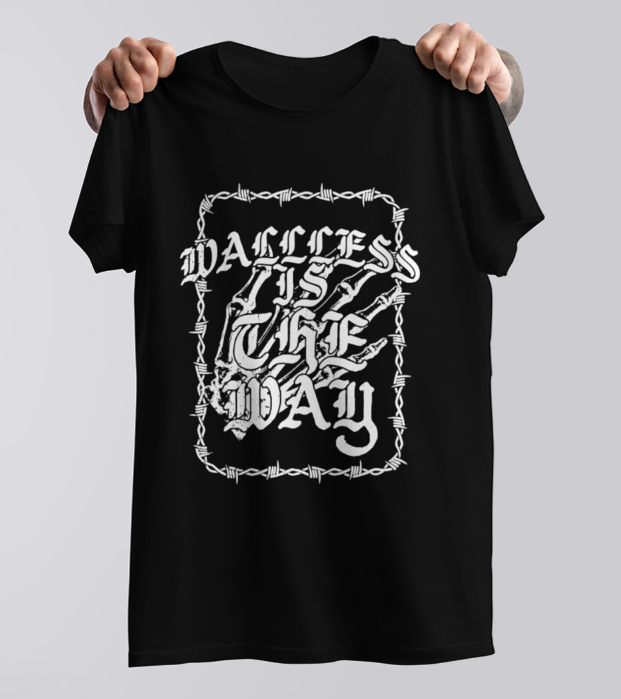 Wallless Is The Way Adam Wacker X WhiteCrayon Collaboration Barbed Skeleton T-Shirt