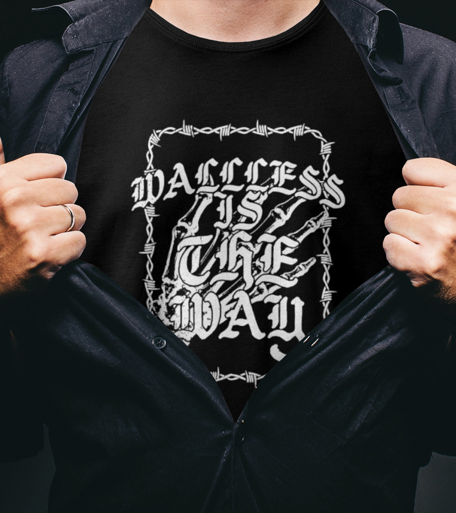 Wallless Is The Way Adam Wacker X WhiteCrayon Collaboration Barbed Skeleton T-Shirt