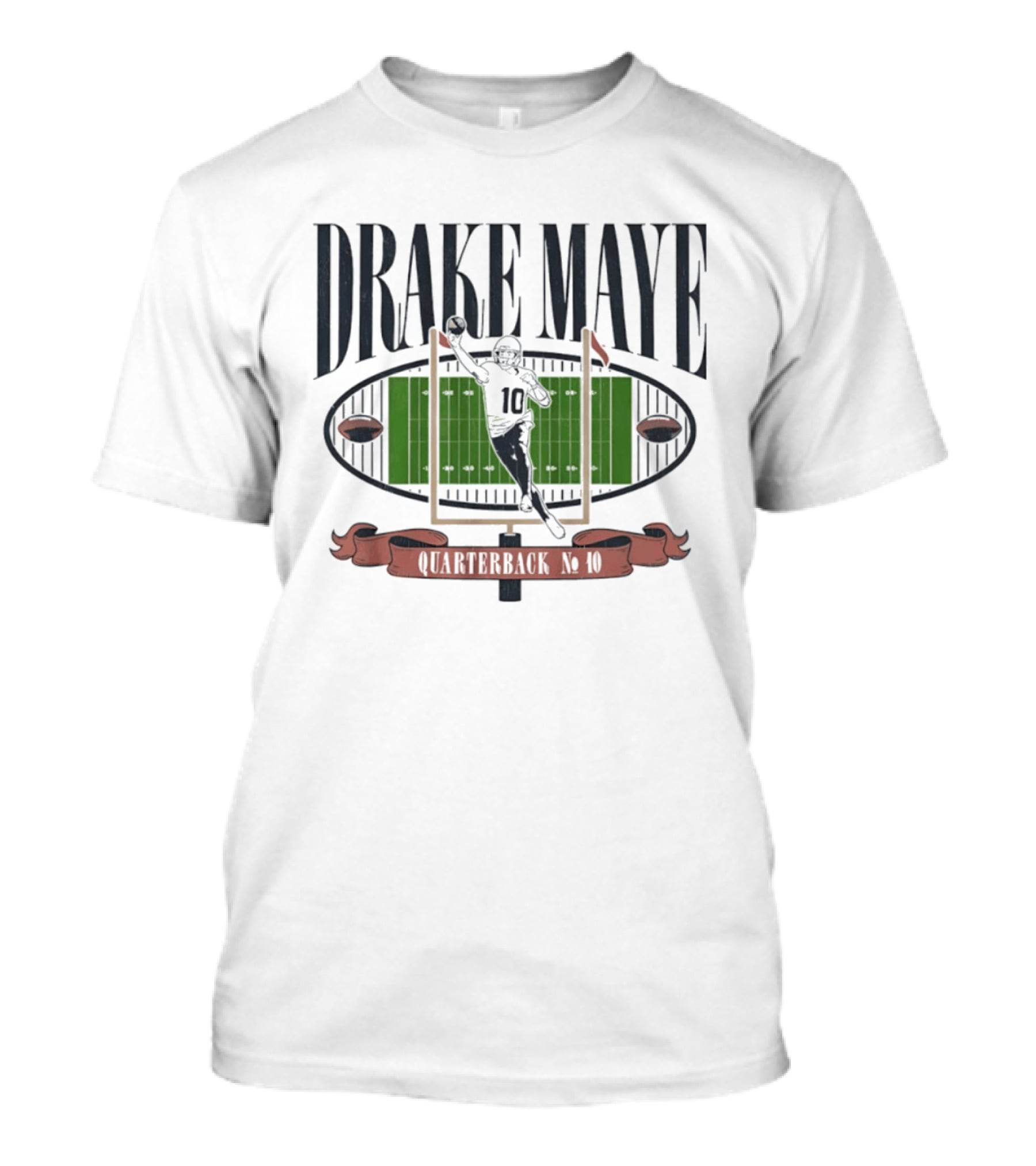 Drake Maye Quarterback No. 10 Football Gridiron Standouts T-Shirt