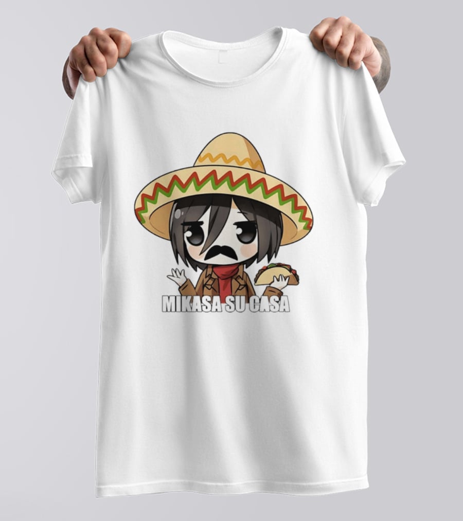Mikasa Su Casa Funny Anime Taco Sombrero Mikasa Ackerman T-Shirt