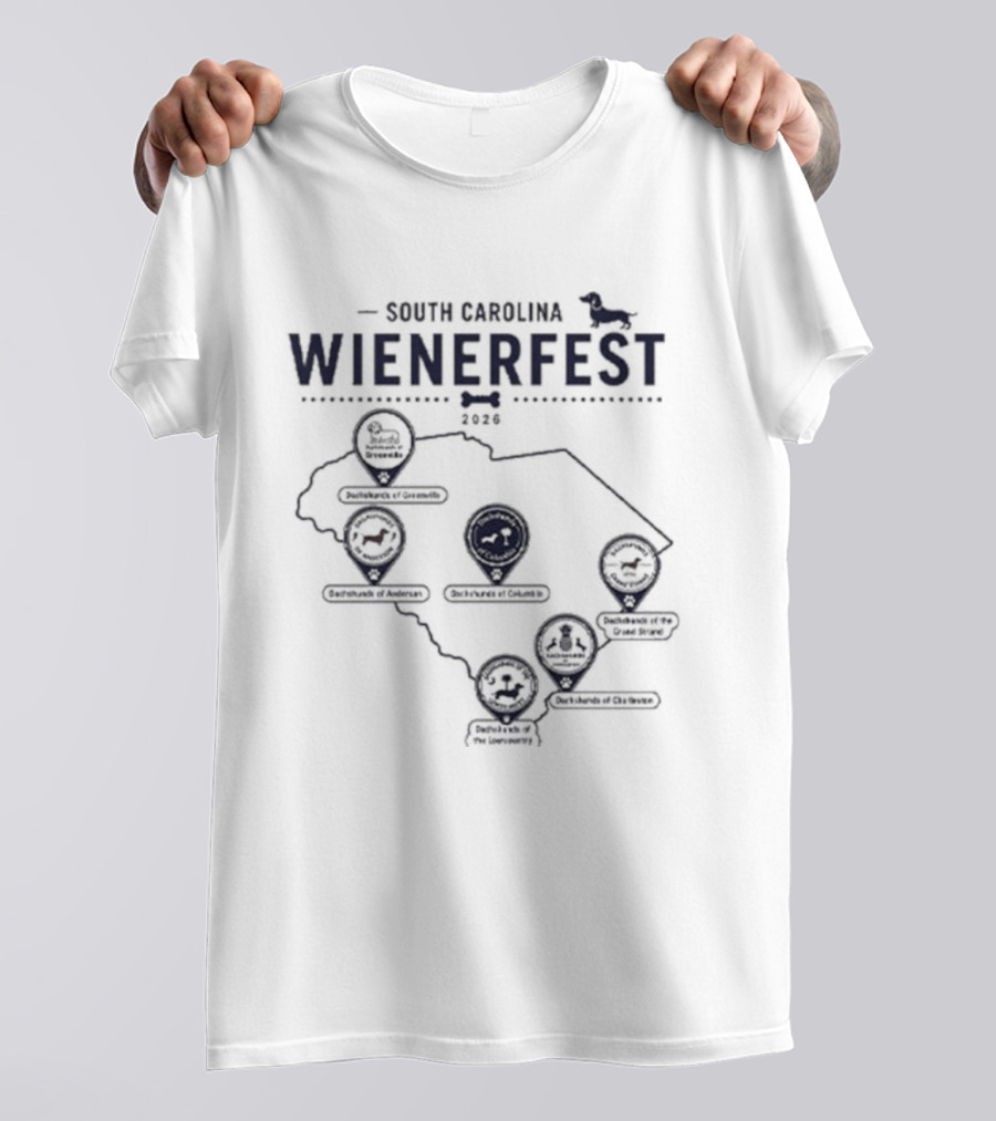 South Carolina Wienerfest 2026 Dachshund Festival Dog Lover Event Map T-Shirt
