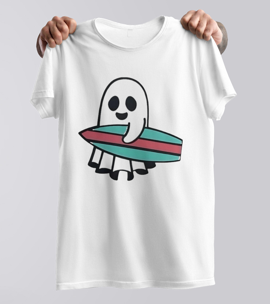 Ghost With Surfboard Adventure Surfing Ghost Fun T-Shirt