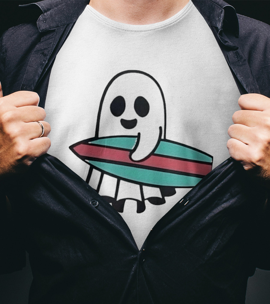 Ghost With Surfboard Adventure Surfing Ghost Fun T-Shirt