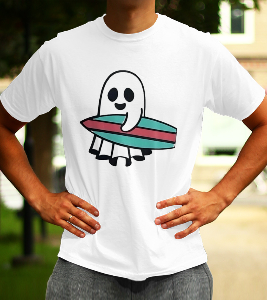 Ghost With Surfboard Adventure Surfing Ghost Fun T-Shirt