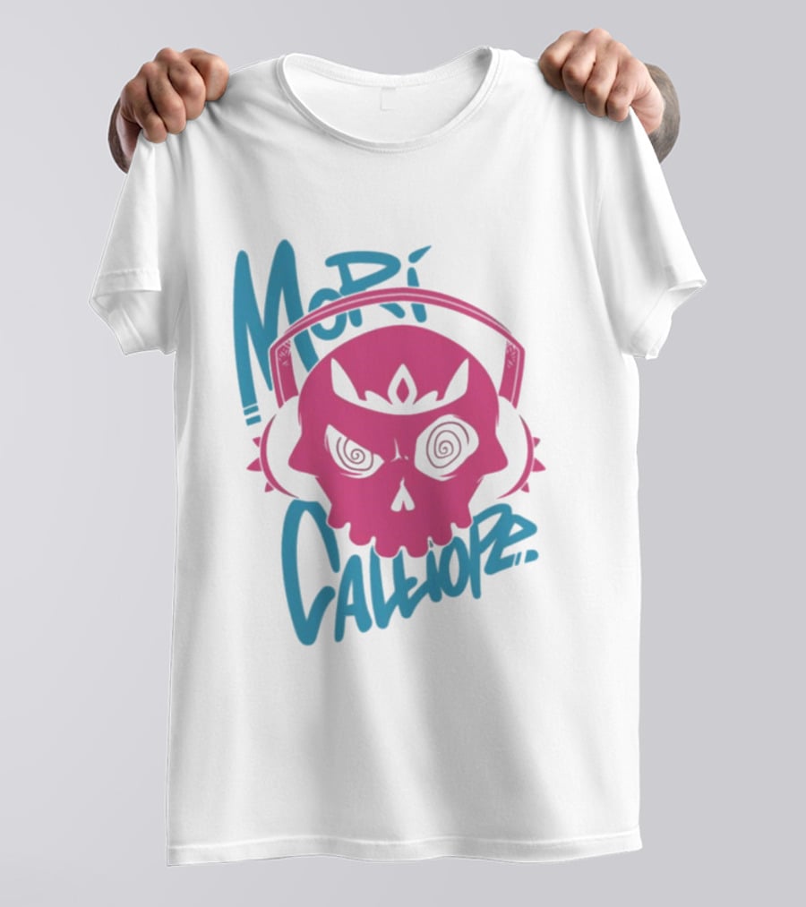 Mori Calliope Pink Skull With Headphones T-Shirt