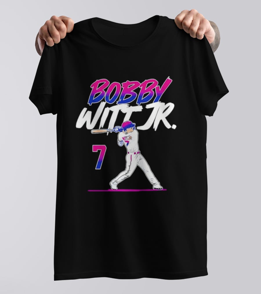 Bobby Witt Jr. 7 Kansas City Royals MLB Slugger Swing T-Shirt