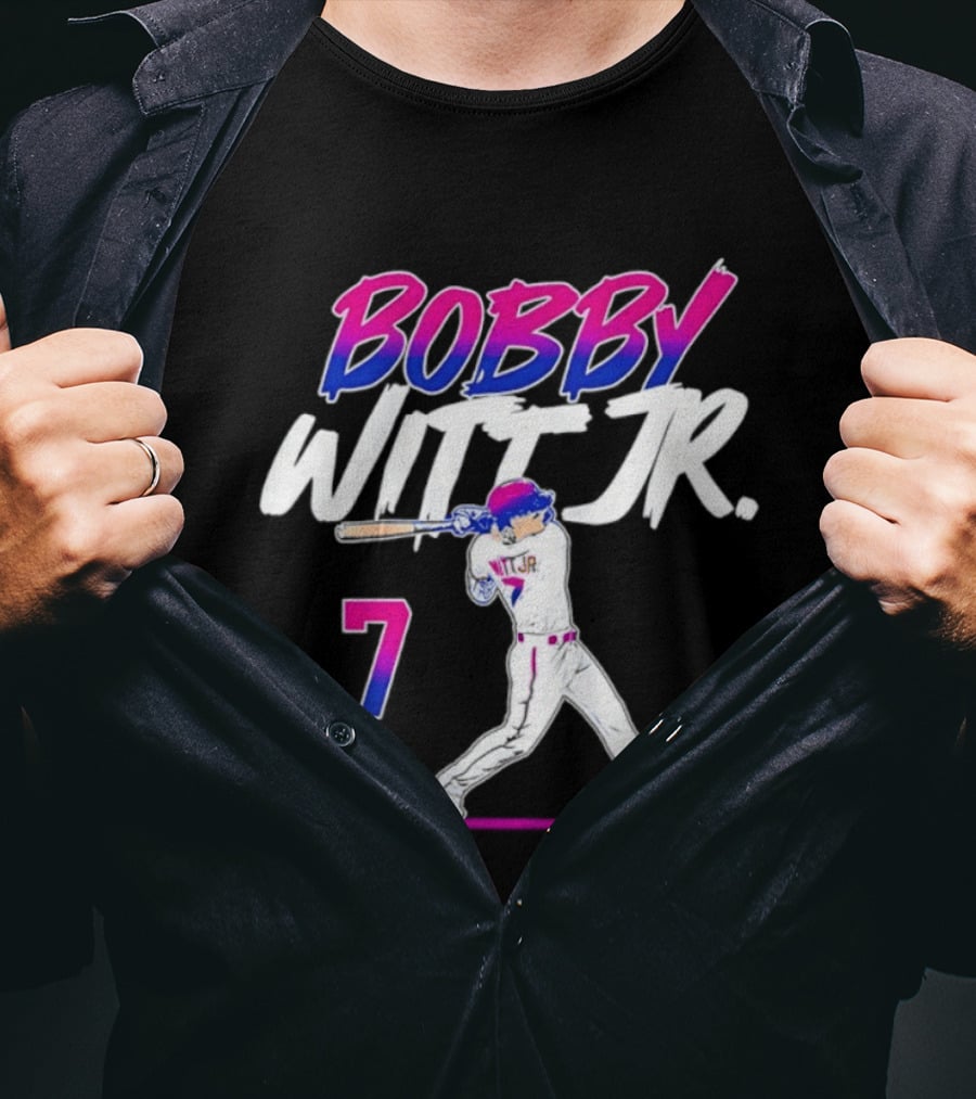 Bobby Witt Jr. 7 Kansas City Royals MLB Slugger Swing T-Shirt
