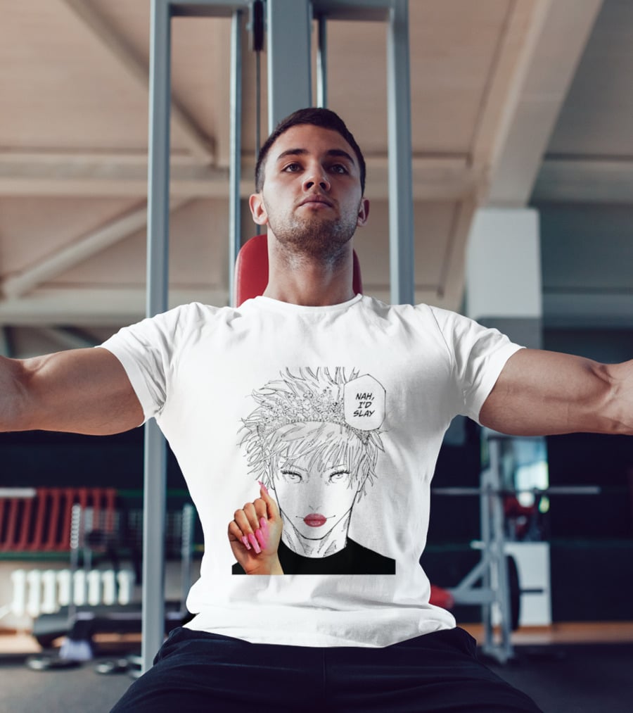 Nah I'd Slay Gojo Manga Character With Pink Lips And Nails T-Shirt