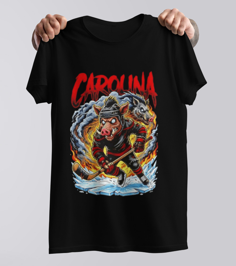 Carolina Hurricanes Stormy Hockey Player Ice Action T-Shirt