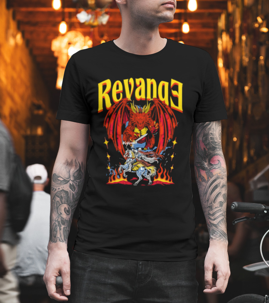 Revenge Dragon Knight Sword Fire Fantasy T-Shirt