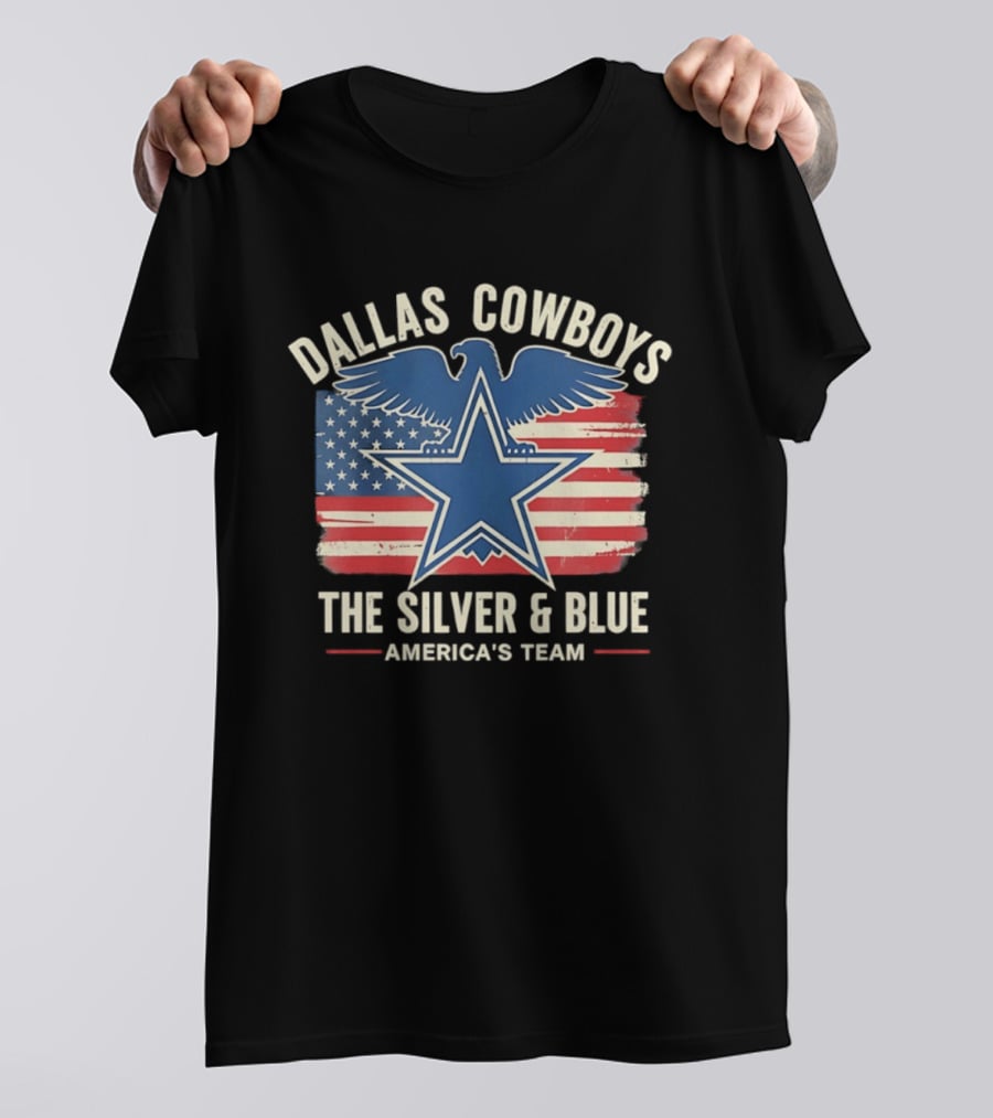 Dallas Cowboys Silver And Blue Star Eagle Flag America's Team T-Shirt