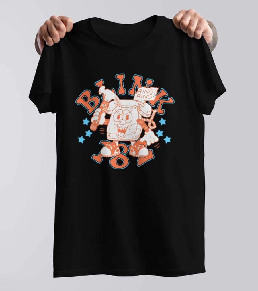 Blink 182 Ring Ring Cartoon Telephone Character With Stars T-Shirt