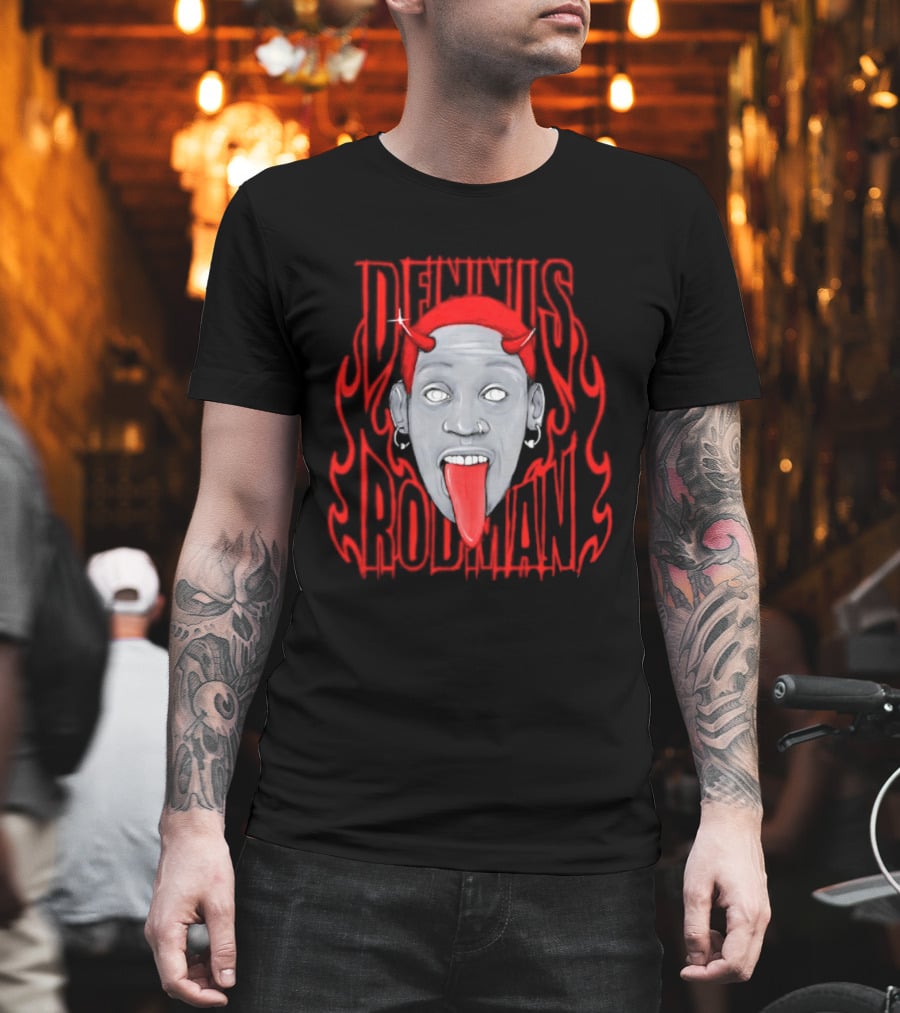 Dennis Rodman Devil Chicago Bulls NBA Head T-Shirt