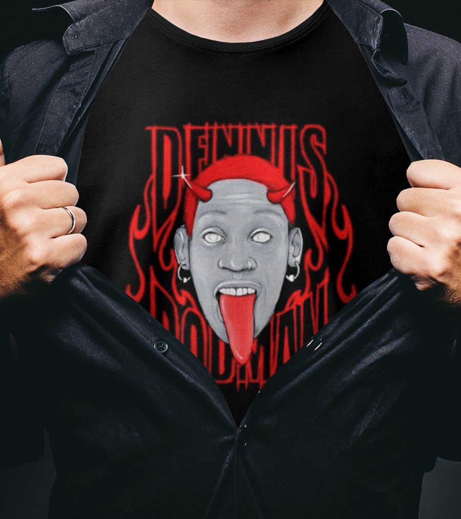 Dennis Rodman Devil Chicago Bulls NBA Head T-Shirt