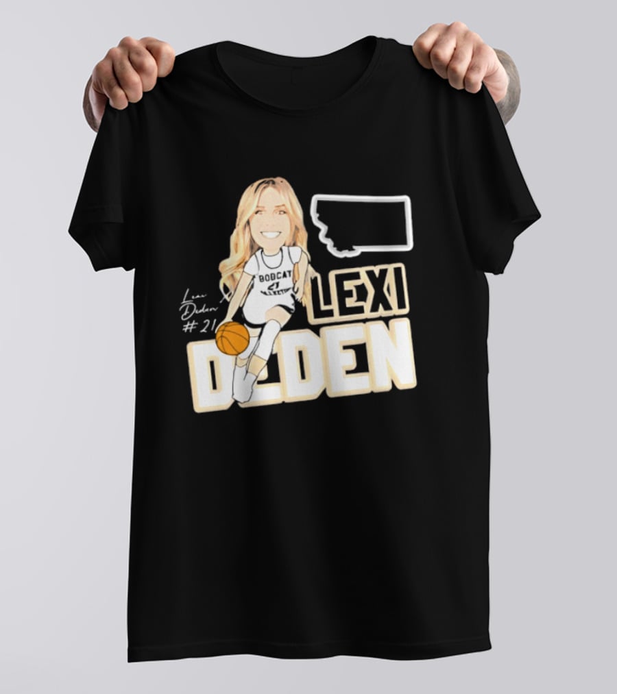 Lexi Deden 21 Bobcat Map Montana Player Caricature Basketball T-Shirt