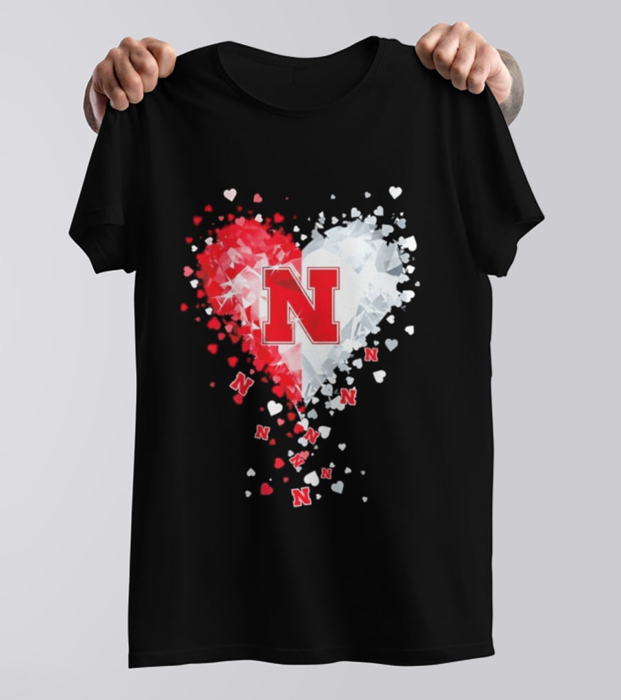 Nebraska Cornhuskers Heart Diamond Red N 2026 NCAA T-Shirt