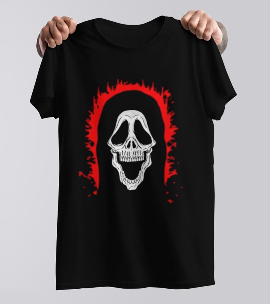 Scream Ghostface Skull Horror Halloween Blood Dripping Mask T-Shirt
