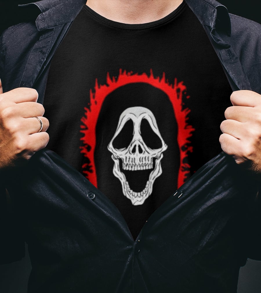 Scream Ghostface Skull Horror Halloween Blood Dripping Mask T-Shirt