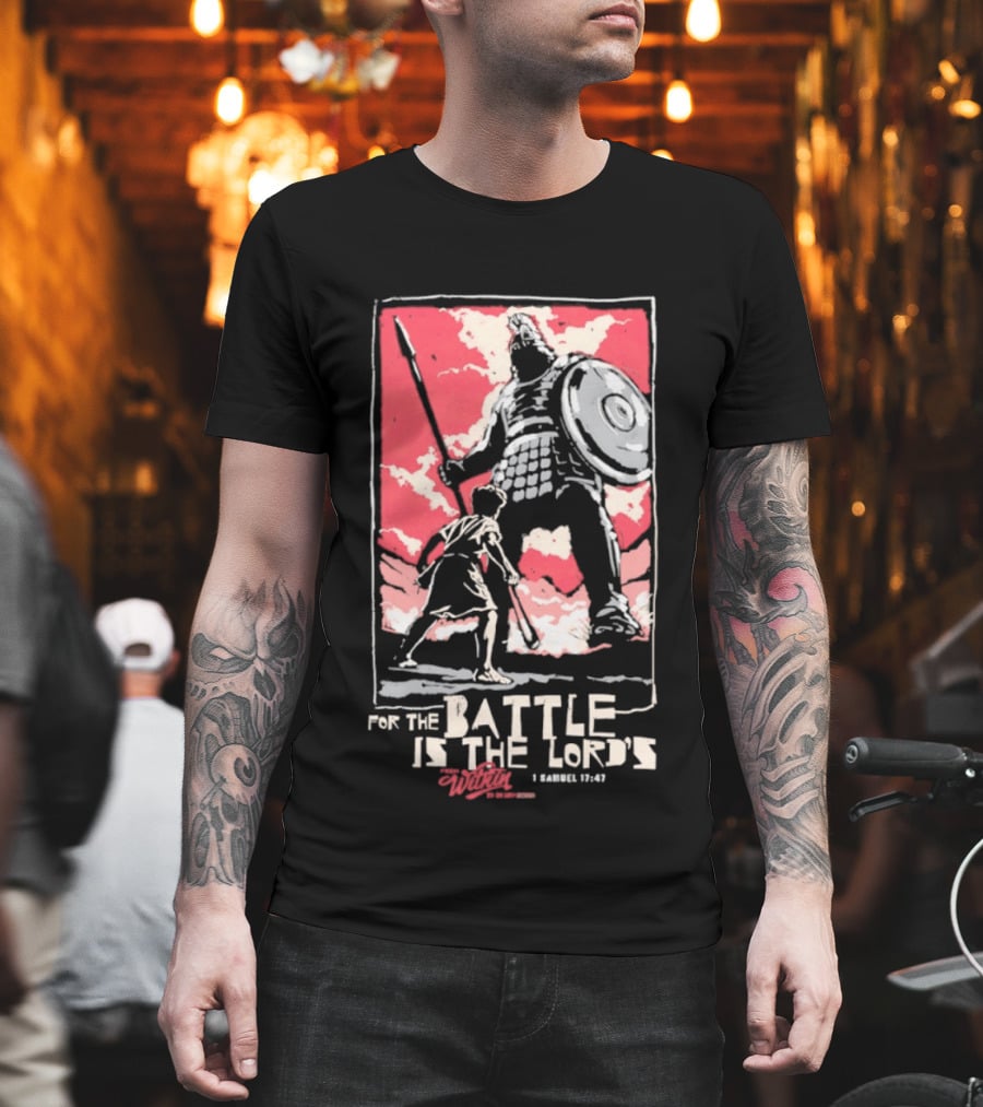 The Courageous Athlete Battle For The Battle Is The Lord's David And Goliath 1 Samuel 17:47 T-Shirt