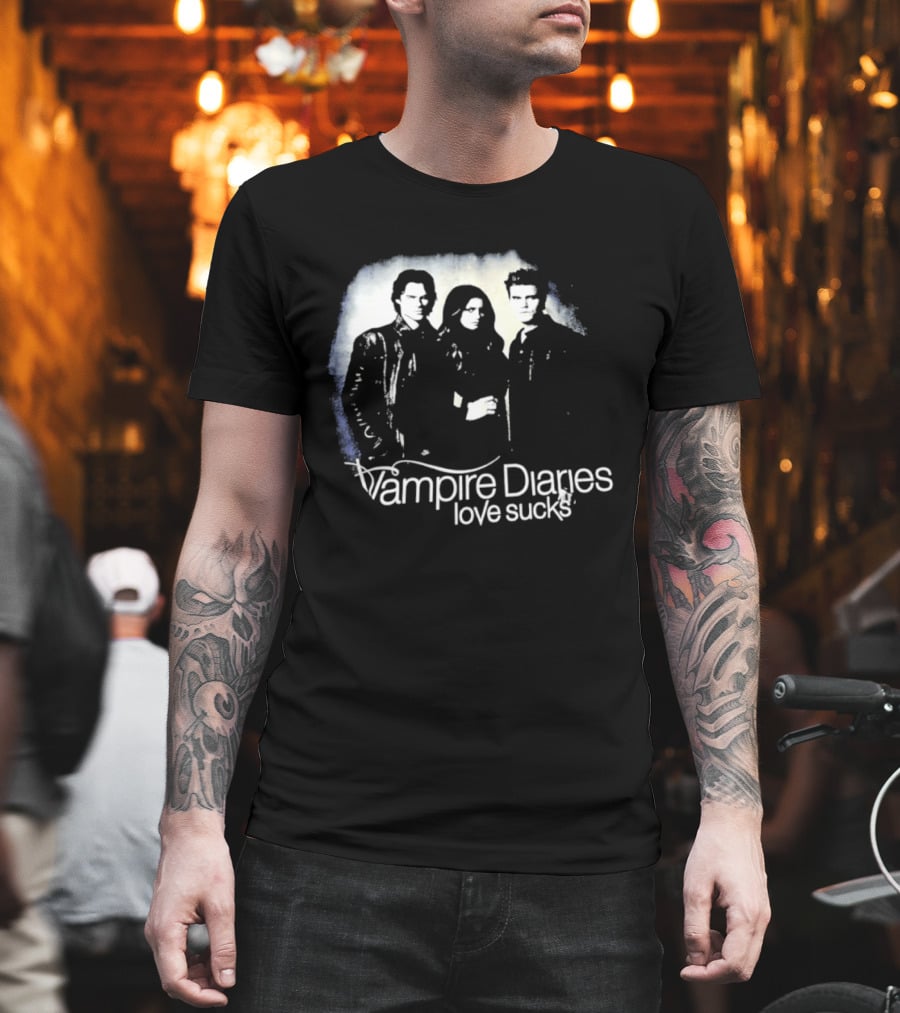 Vampire Diaries Love Sucks Damon Elena Stefan T-Shirt