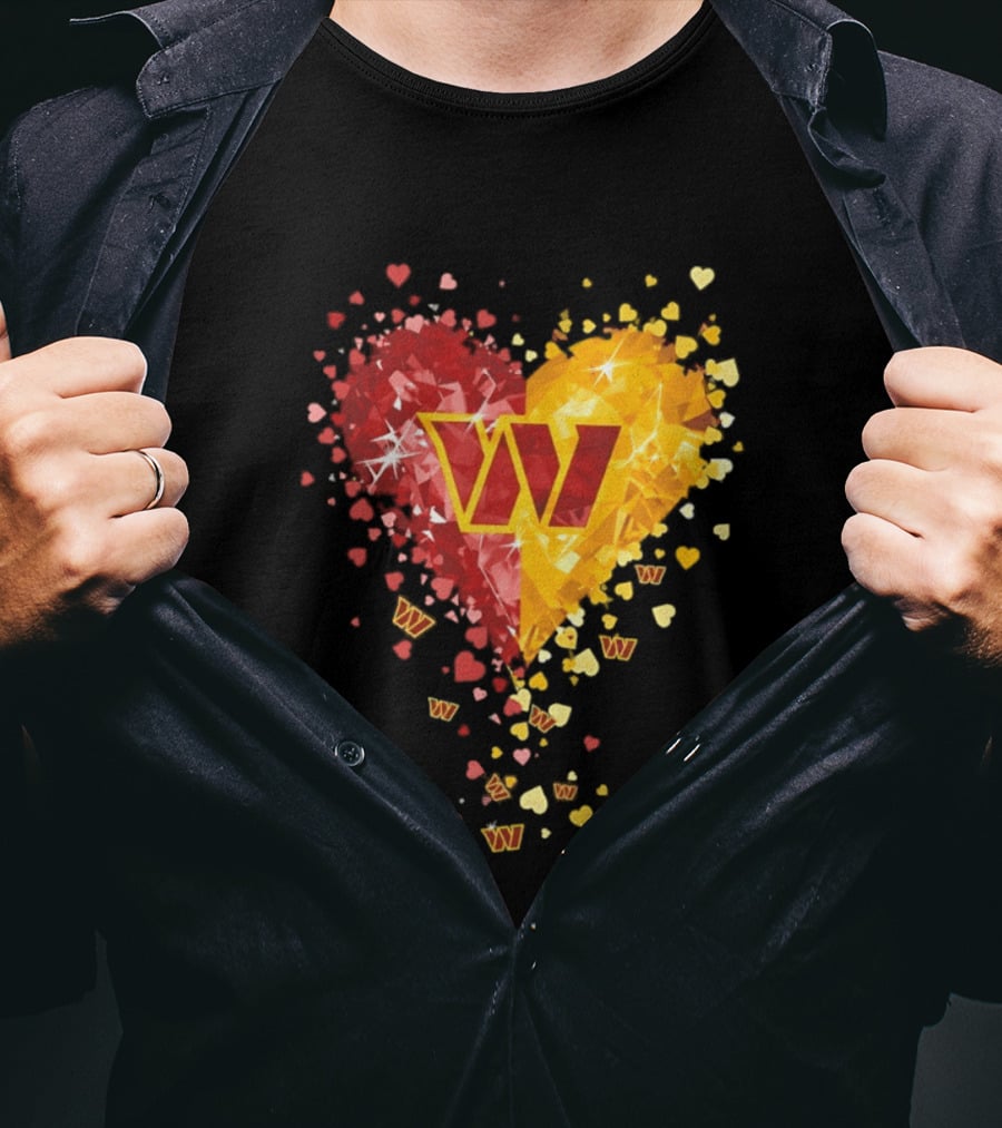 Washington Commanders Heart W Crystalized Chevron Burst T-Shirt