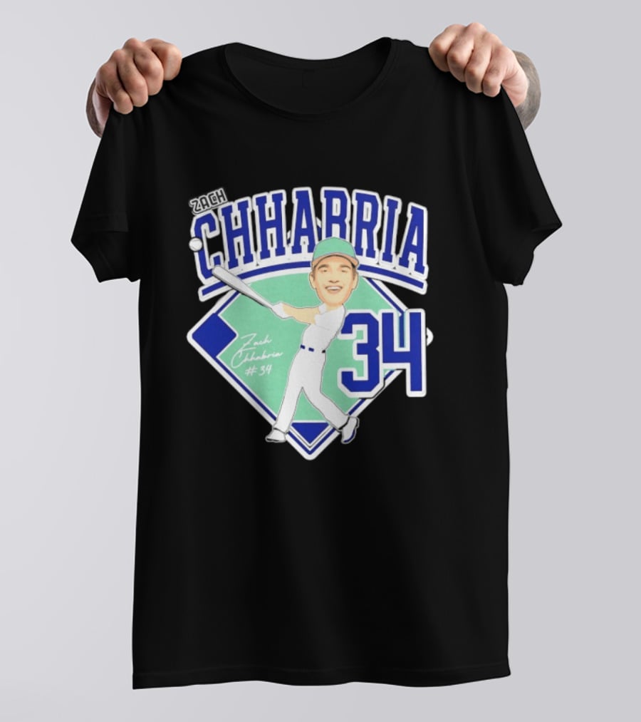 Chhabria 34 Drew University Athletics Baseball Caricature Zach Chhabria T-Shirt