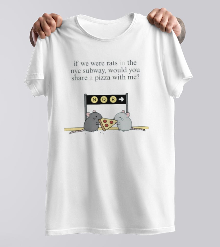 NYC Subway Rats Sharing Pizza NQR Line T-Shirt