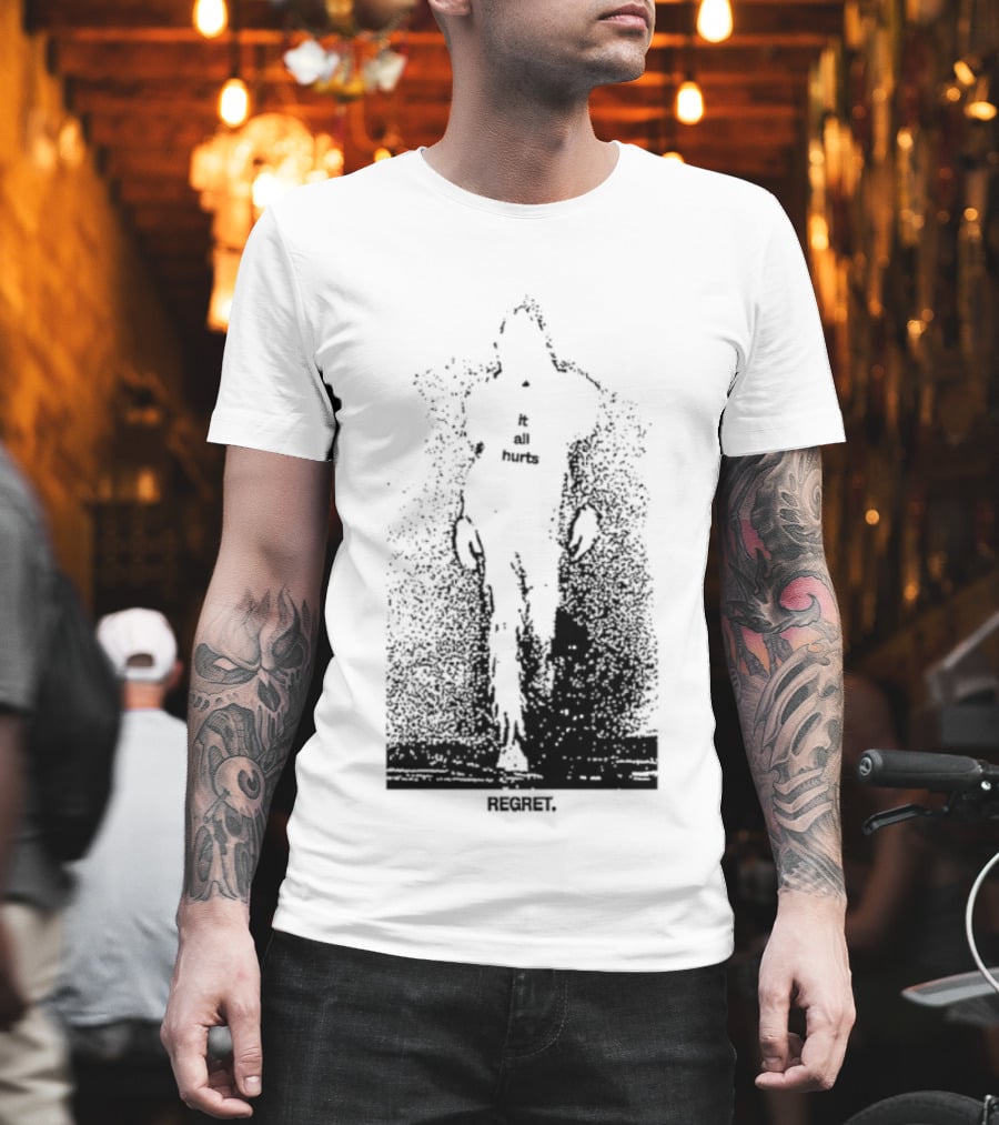 It All Hurts Regret Sadness Existential Skeleton Ghostly Figure T-Shirt
