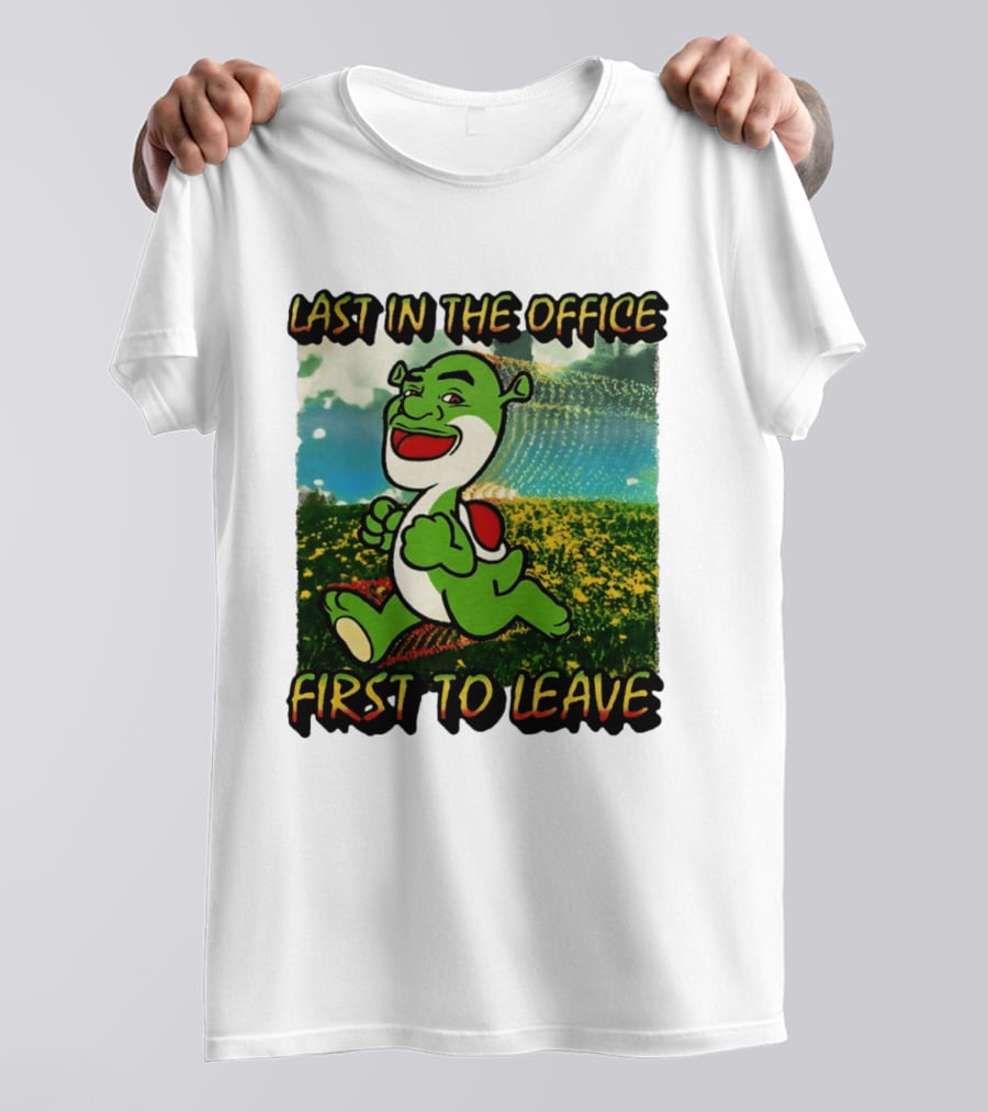Last In The Office First To Leave Shrek Yoshi Humor T-Shirt