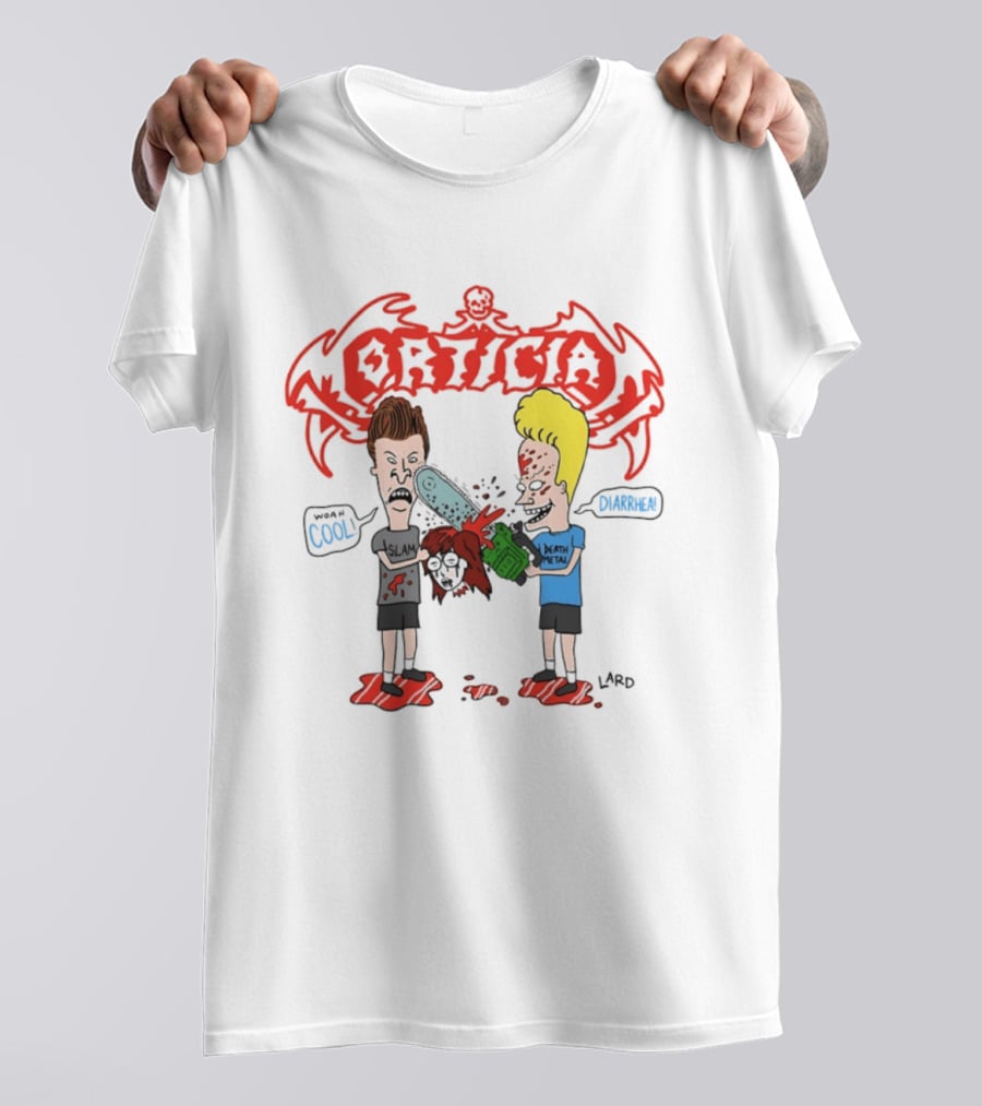 Morticia Beavis And Butt Head Chainsaw Cool Death Metal Slam T-Shirt