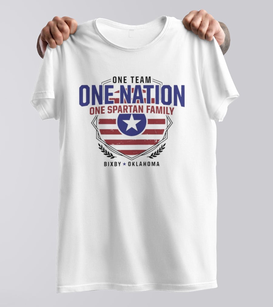 One Team One Nation One Spartan Family Bixby Oklahoma Star Shield T-Shirt