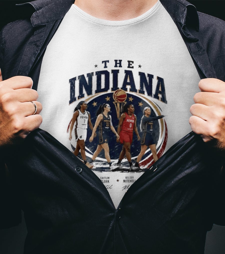 The Indiana Aliyah Boston Caitlin Clark Kelsey Mitchell Sophie Cunningham 2026 Signatures T-Shirt