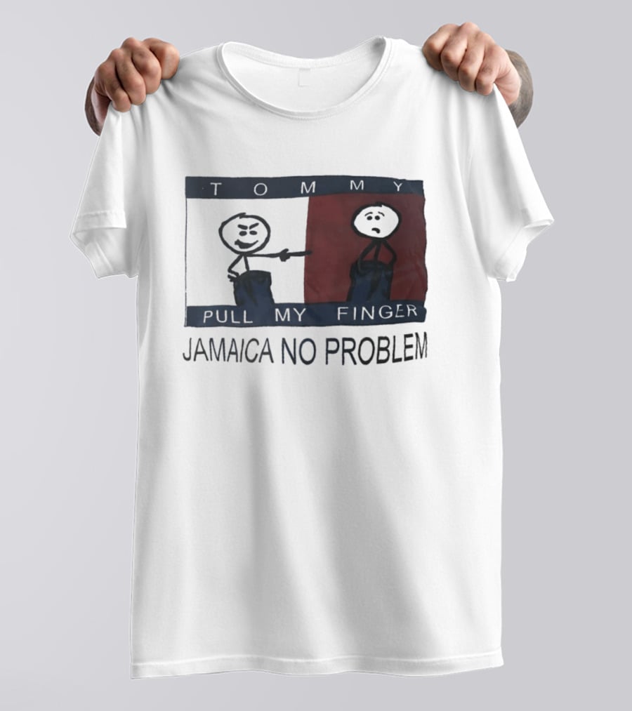 Tommy Pull My Finger Jamaica No Problem Stick Figure Comedy T-Shirt