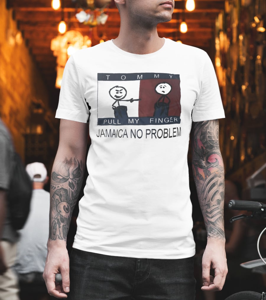 Tommy Pull My Finger Jamaica No Problem Stick Figure Comedy T-Shirt