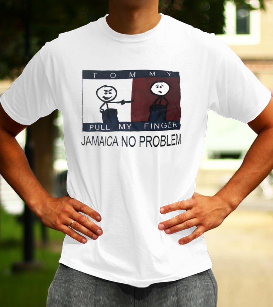 Tommy Pull My Finger Jamaica No Problem Stick Figure Comedy T-Shirt