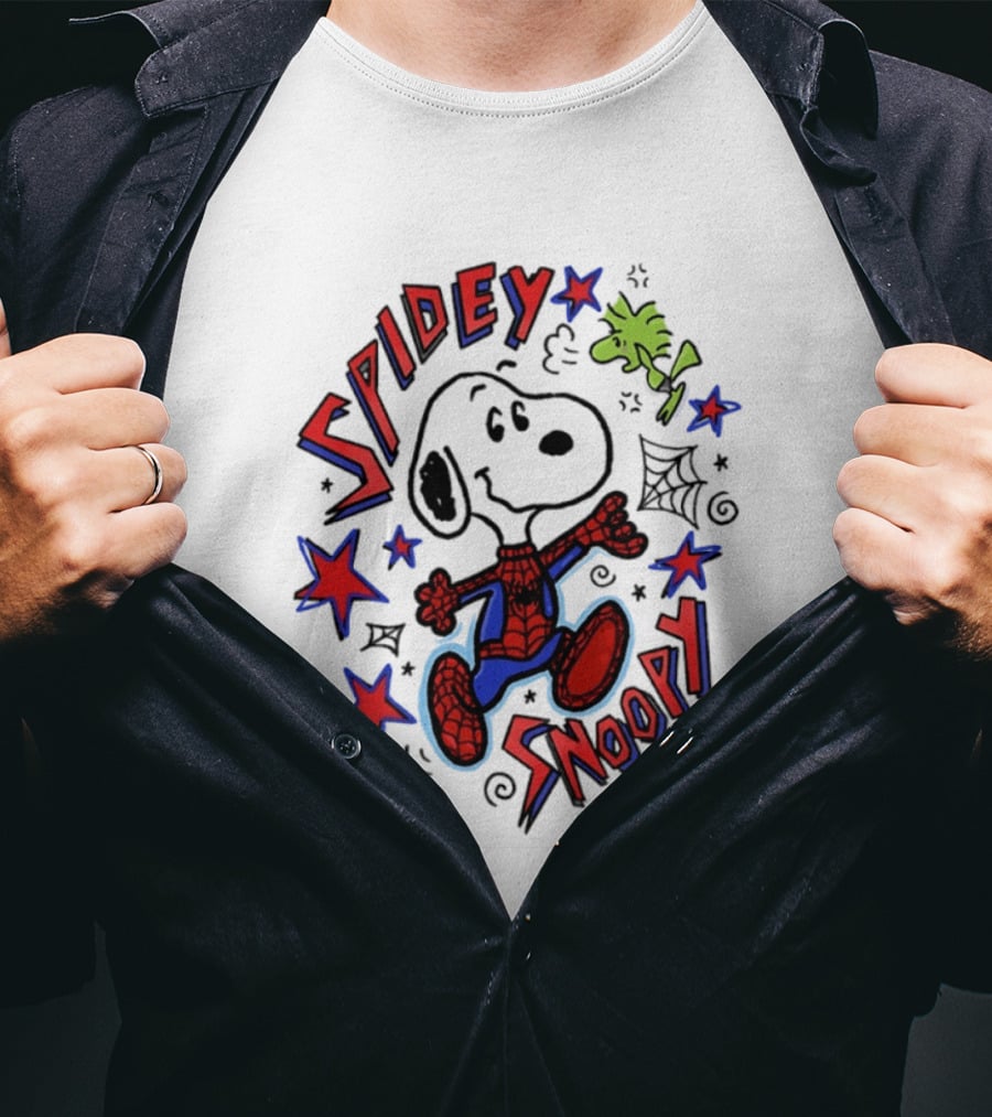 Spidey Snoopy Woodstock 2026 Crossover With Stars And Webs T-Shirt