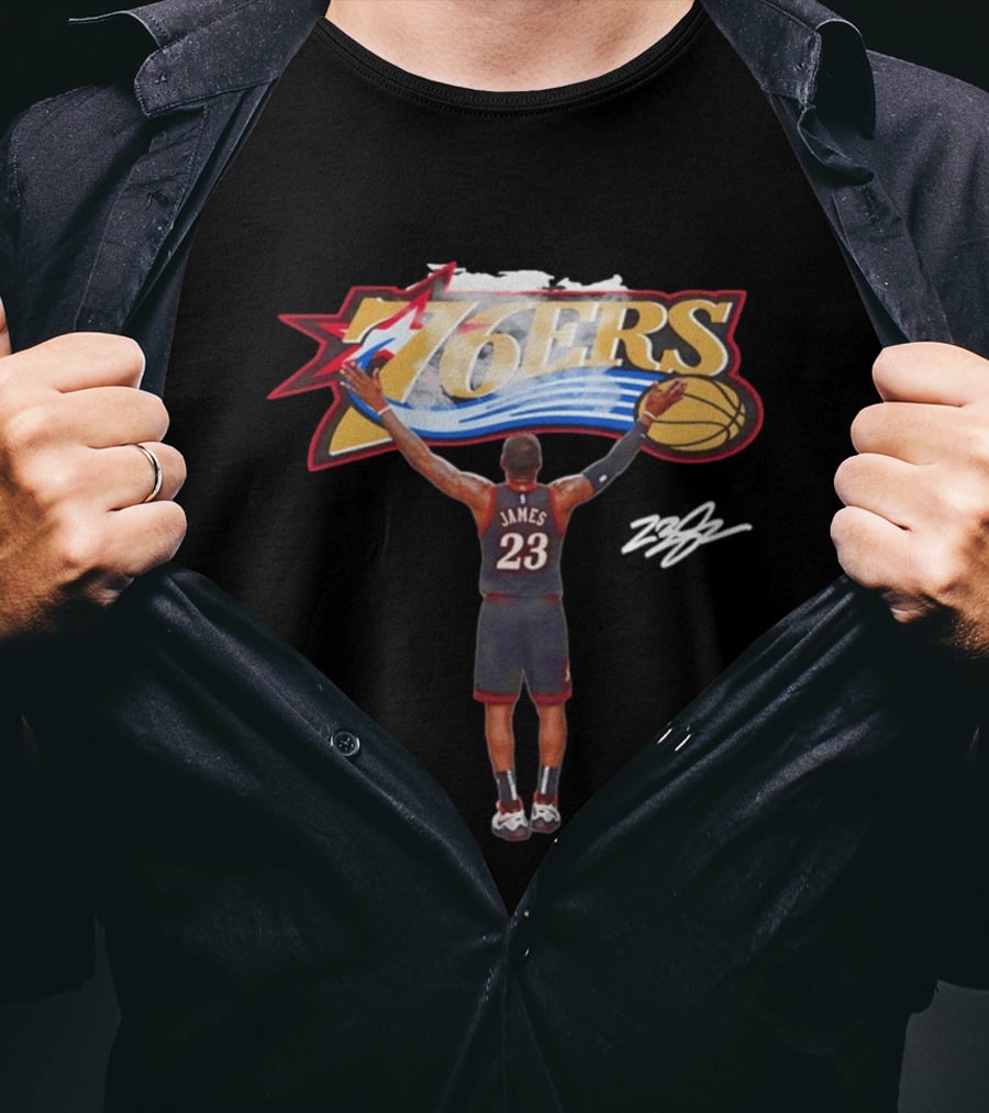 Philadelphia Sixers 76ers LeBron James Crossover Chalk Toss T-Shirt
