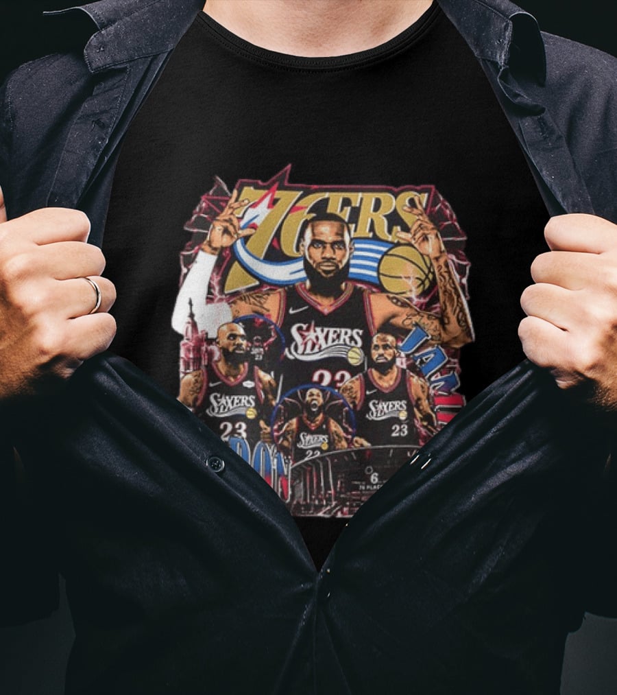 Philadelphia 76ers LeBron James 23 NBA Next Chapter 2 Sided T-Shirt